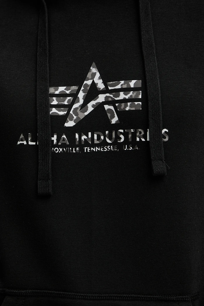 Mikina Alpha Industries Basic Hoodie BL Mirror Leo W 196032ML čierna