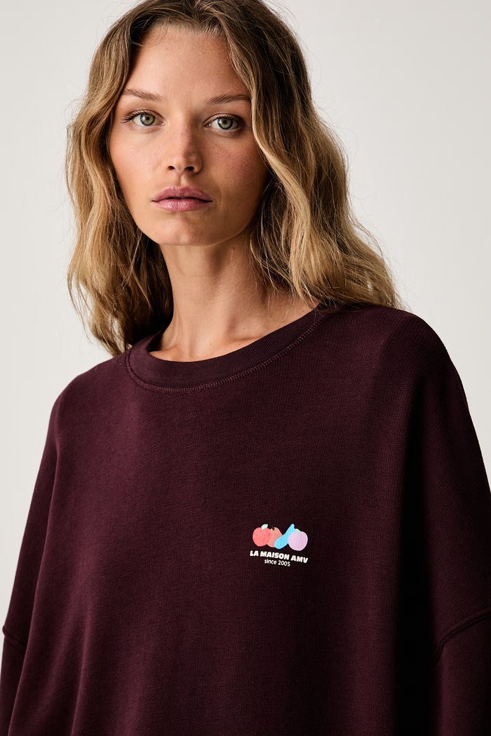 American Vintage bluza damska z bawełną bordowy ATU03D