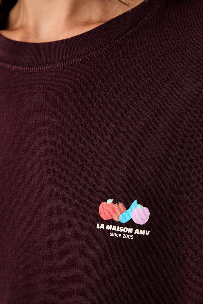 American Vintage bluza damska z bawełną ATU03D bordowy