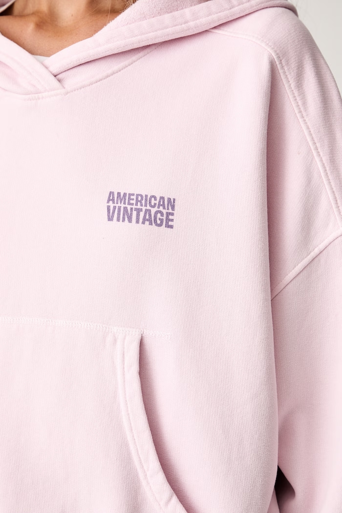 American Vintage felpa con cappuccio da donna in cotone PLI03D rosa