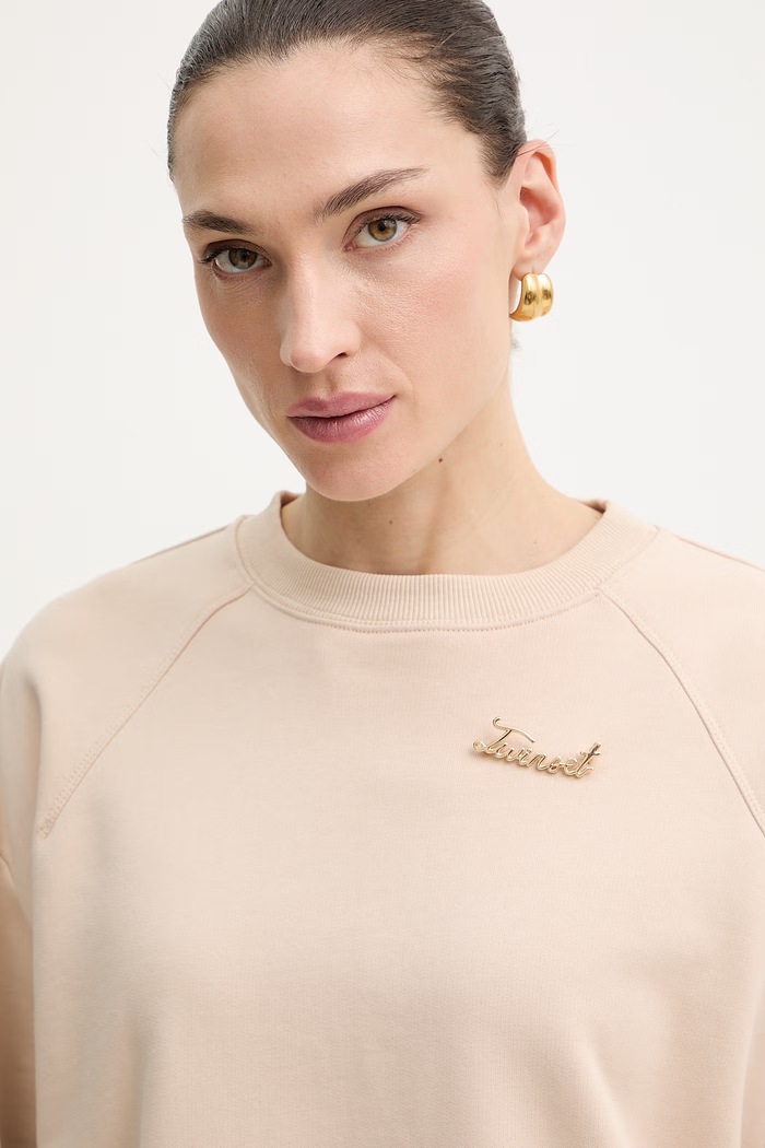 Bavlnená mikina Twinset béžová 261TP2170