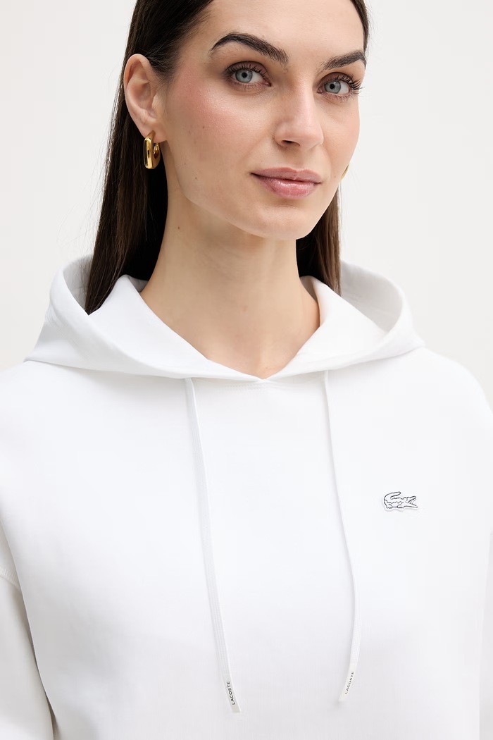 Lacoste Μπλούζα με κουκούλα με βαμβάκι γυναικεία λευκό SF0048