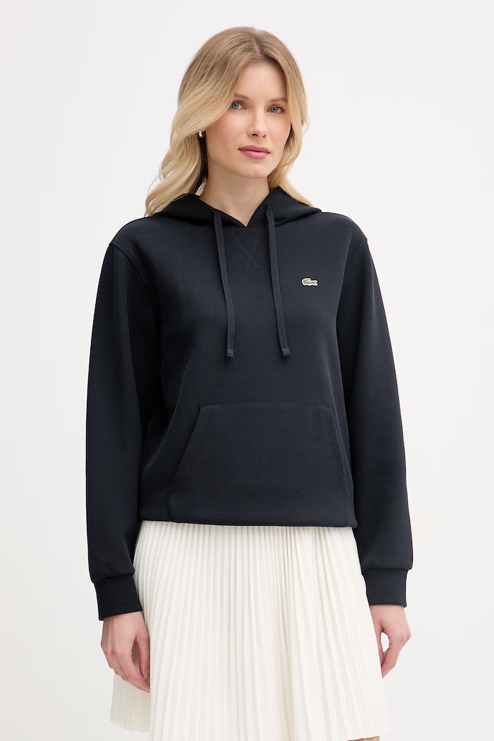 Lacoste Μπλούζα με κουκούλα γυναικεία με βαμβάκι με ελαστάν σκούρο μπλε SF5259