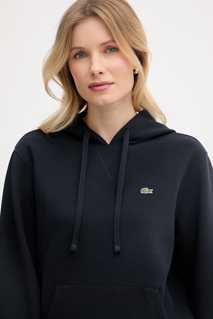 Lacoste Μπλούζα με κουκούλα γυναικεία με βαμβάκι σκούρο μπλε SF5259