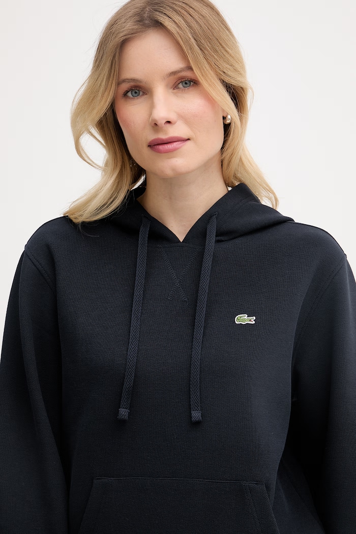 Lacoste Μπλούζα με κουκούλα γυναικεία με βαμβάκι σκούρο μπλε SF5259