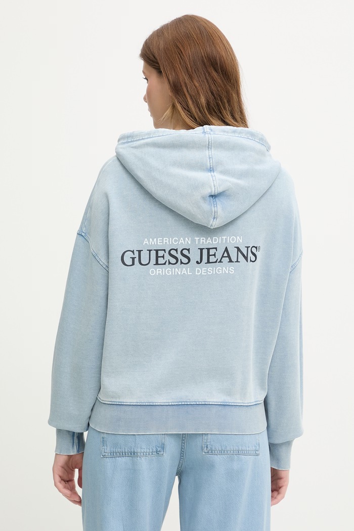 Odzież Guess Jeans bluza z kapturem damska bawełniana W5GQ32.KCTJ1 niebieski