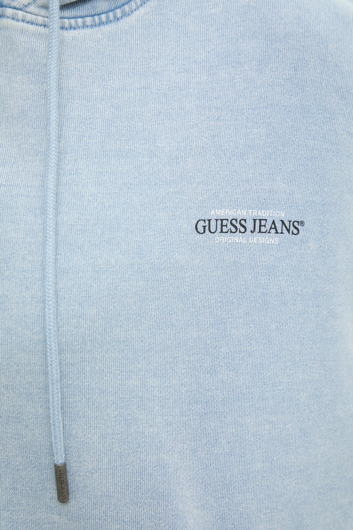 Guess Jeans bluza z kapturem damska bawełniana W5GQ32.KCTJ1 niebieski