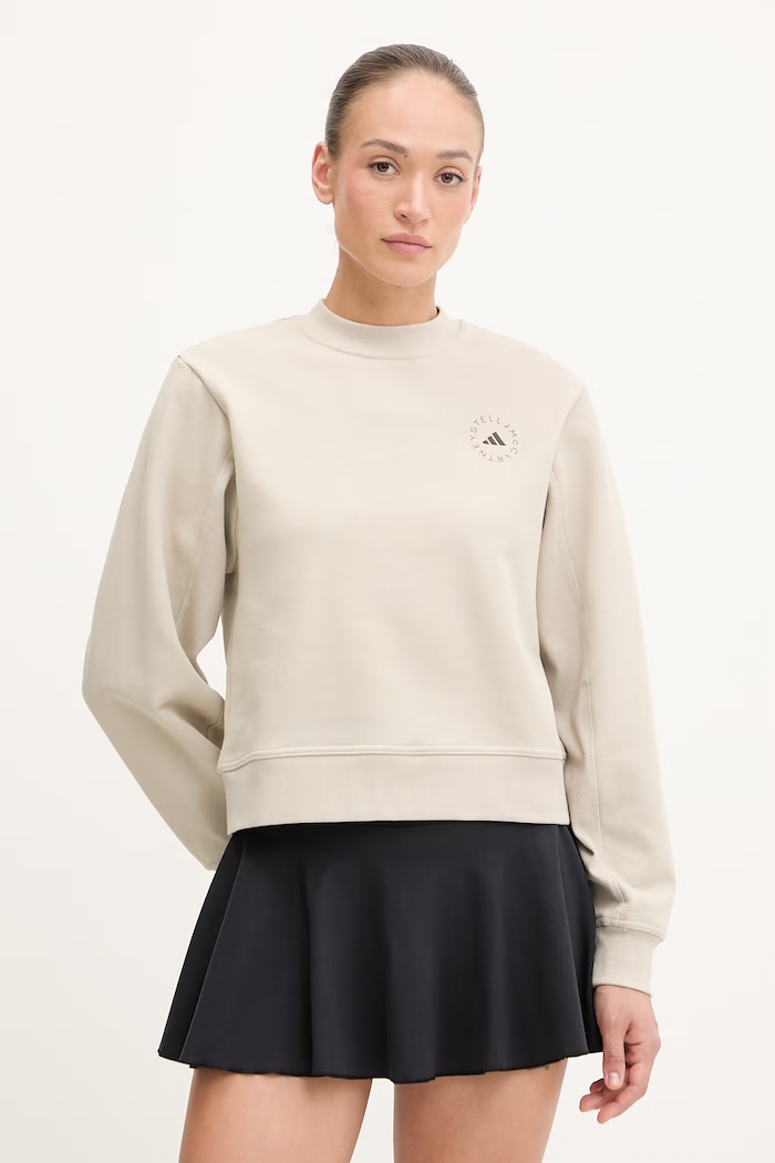 adidas by Stella McCartney hanorac pentru femei, din bumbac bej JZ0674