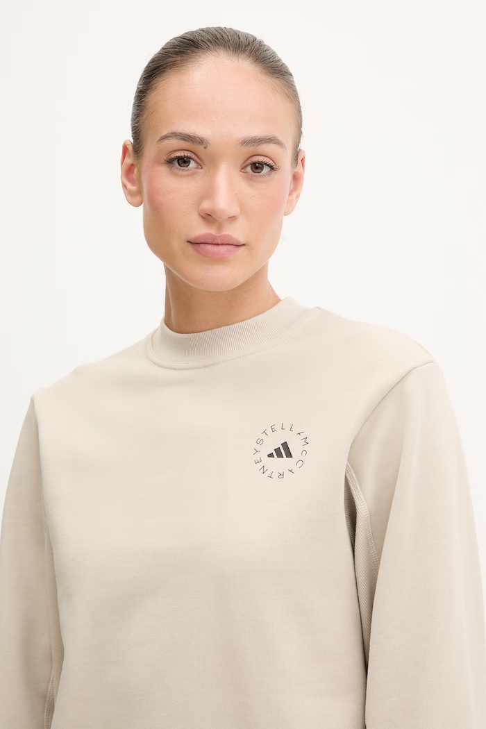 adidas by Stella McCartney hanorac pentru femei, din bumbac bej JZ0674