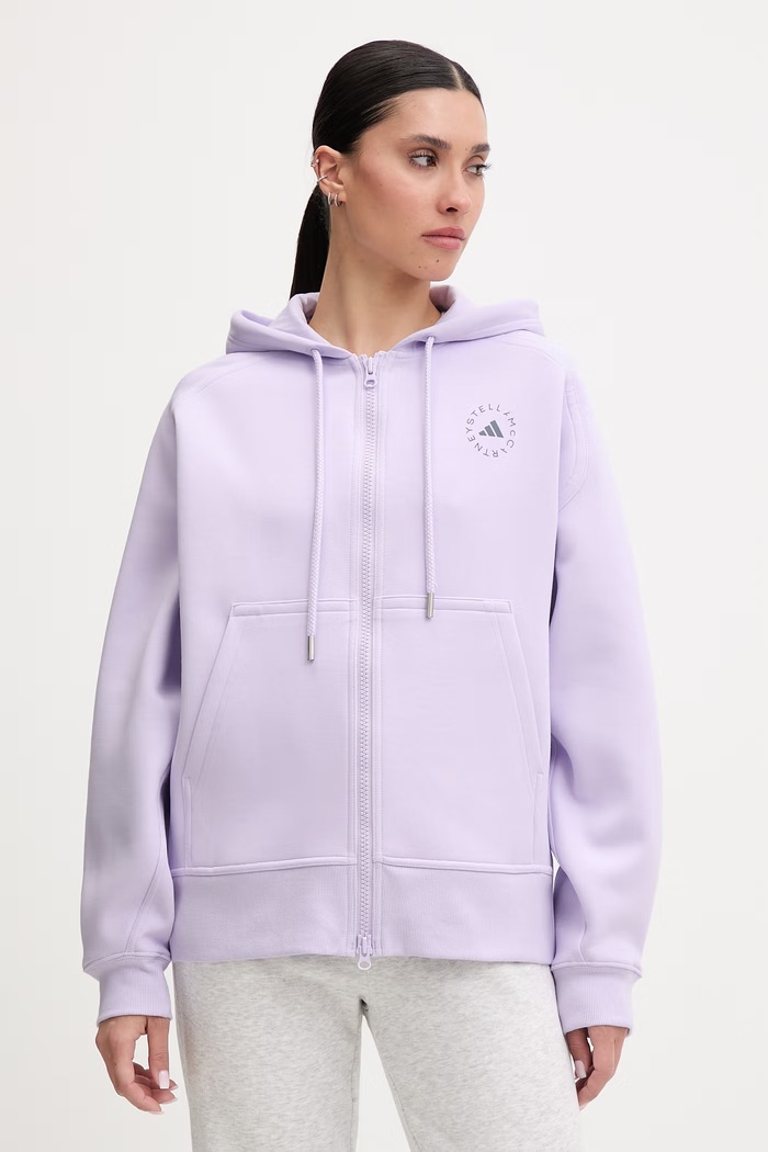 adidas by Stella McCartney суичър с цип и качулка дамски виолетов KF8913