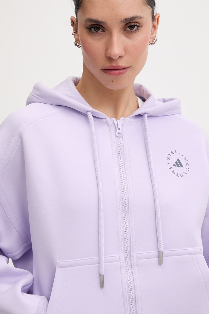 adidas by Stella McCartney суичър с цип и качулка дамски виолетов KF8913