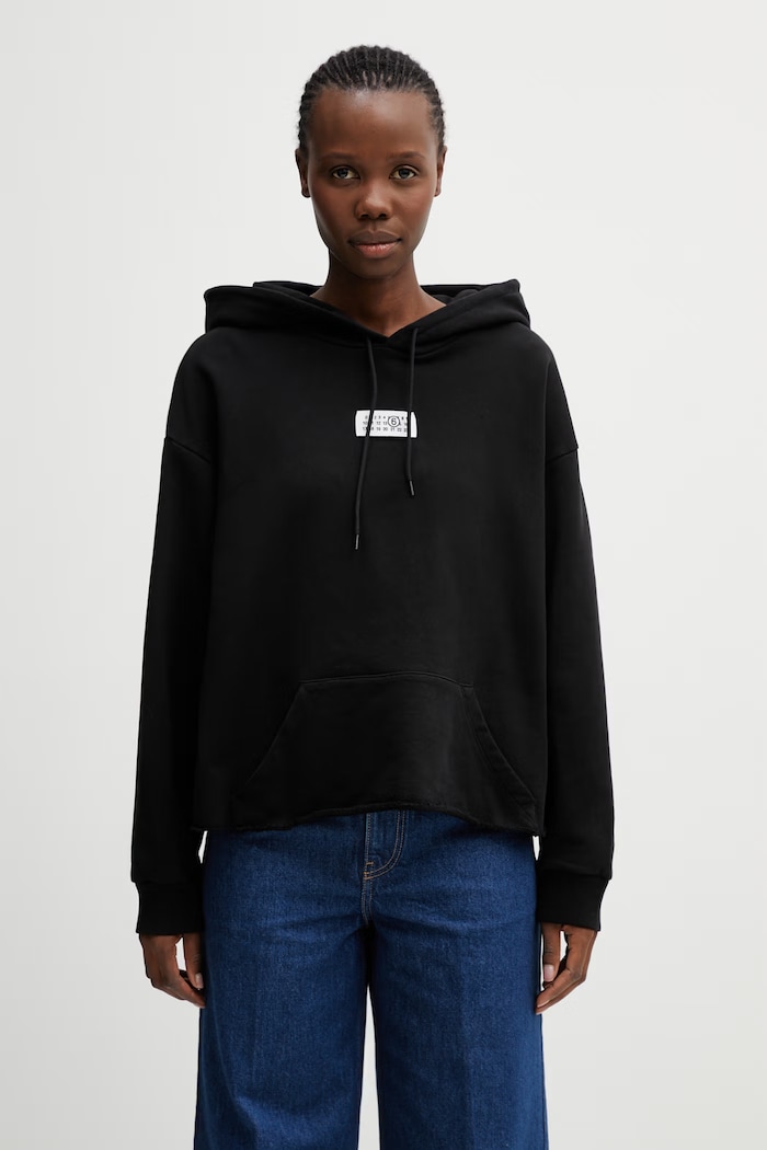 MM6 Maison Margiela bluza z kapturem bawełniana damska czarny S52GU0235.M25025.900