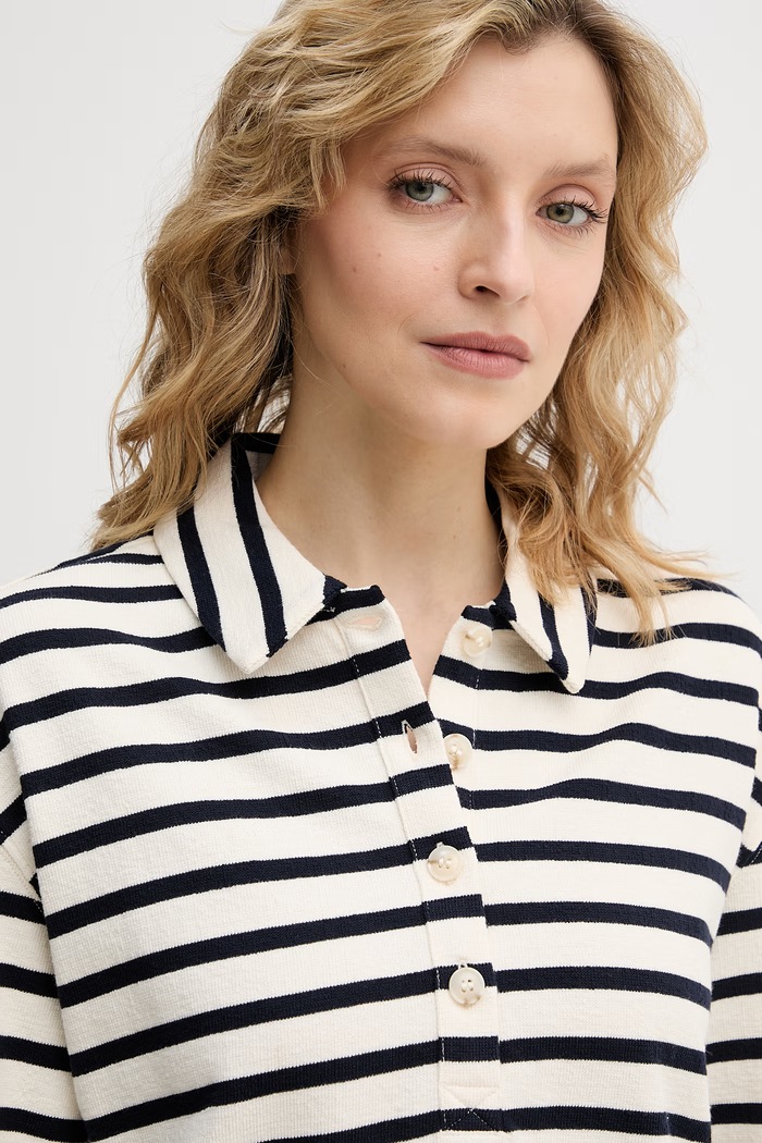 United Colors of Benetton longsleeve pentru femei, din bumbac bej 3PNUD3018