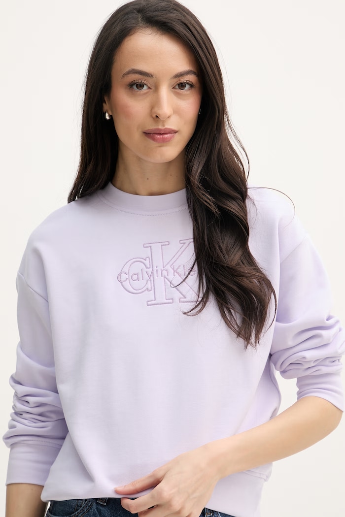 Calvin Klein Jeans mikina dámska bavlnená fialová LV047F204G