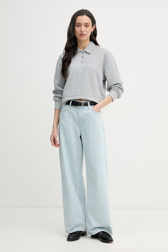 Calvin Klein Jeans mikina dámska LV047F237G sivá SS26