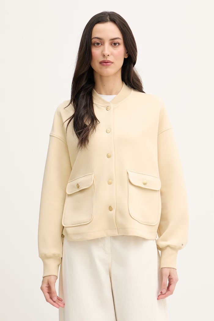 Tommy Hilfiger hanorac cu fermoar pentru femei galben WW0WW48730