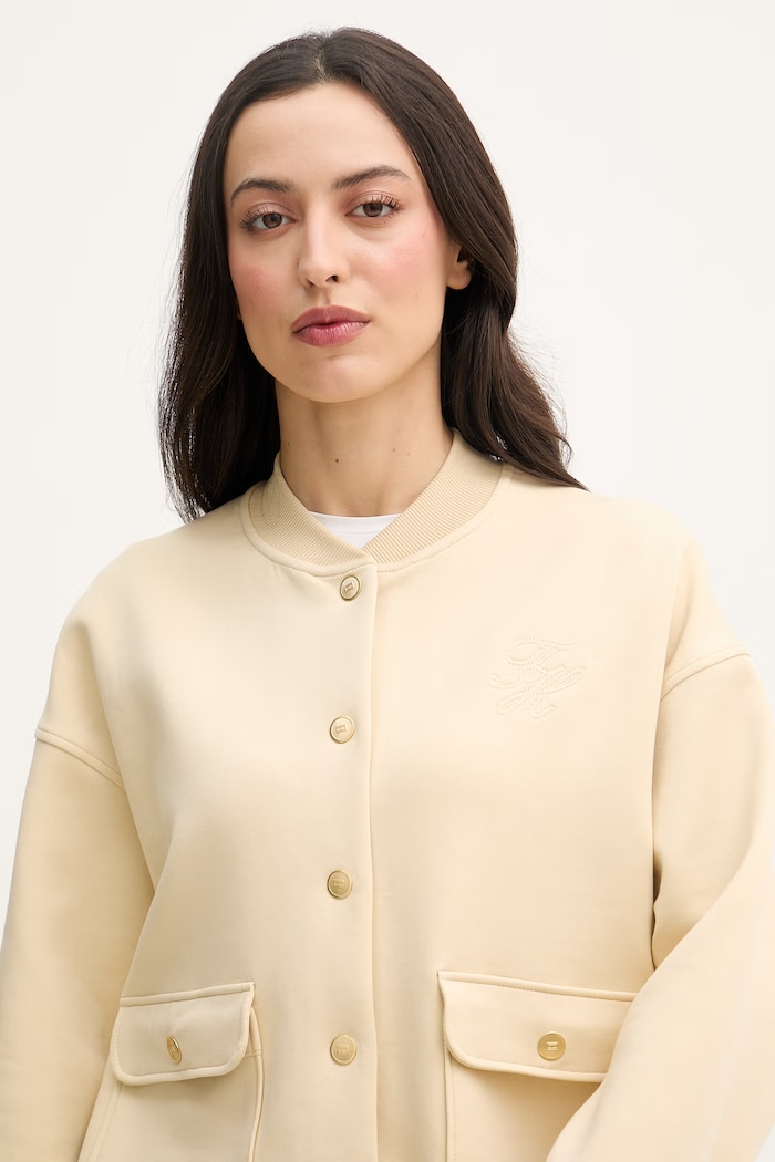 Tommy Hilfiger hanorac cu fermoar pentru femei galben WW0WW48730