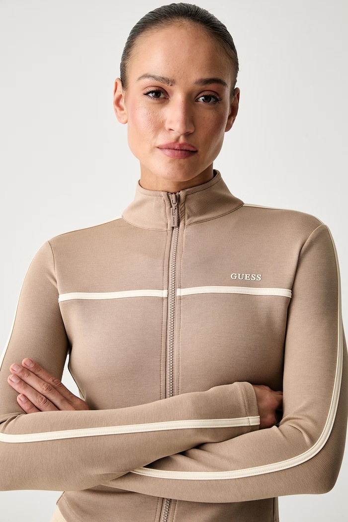 Guess dámska mikina na zips JASMINE béžová V6GQ04.K2911