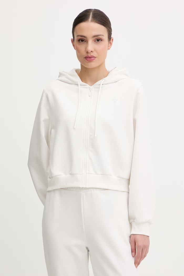 Guess hanorac cu fermoar pentru femei SILVY alb V6GQ15.K3093