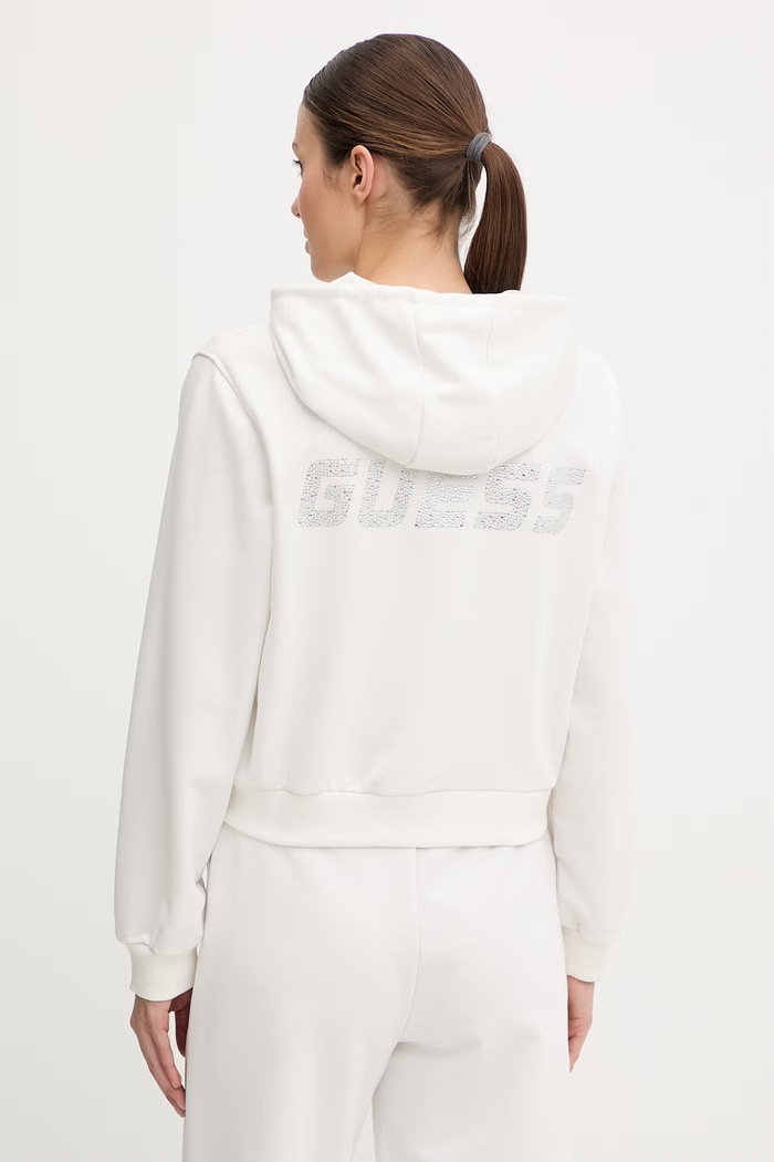 Îmbrăcăminte Guess hanorac cu fermoar pentru femei SILVY V6GQ15.K3093 alb