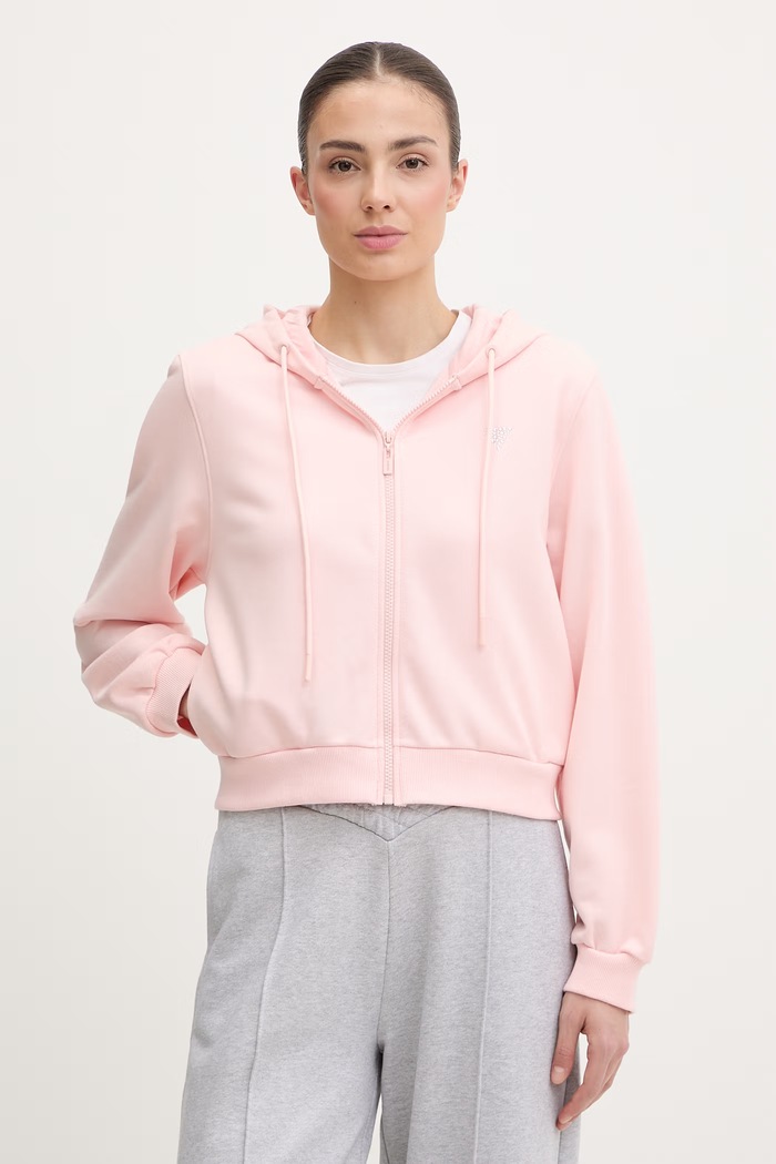 Guess mikina na zips dámska SILVY ružová V6GQ15.K3093