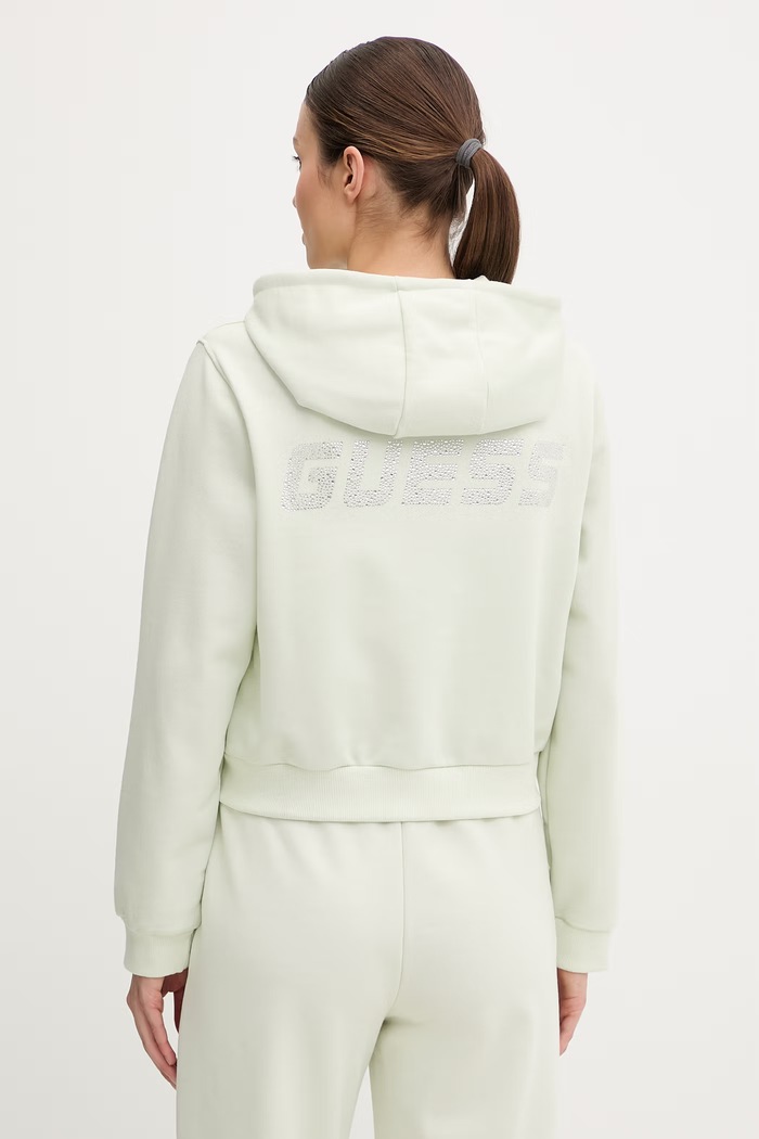 Îmbrăcăminte Guess hanorac cu fermoar pentru femei SILVY V6GQ15.K3093 verde