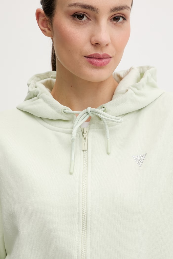 Guess hanorac cu fermoar pentru femei SILVY verde V6GQ15.K3093