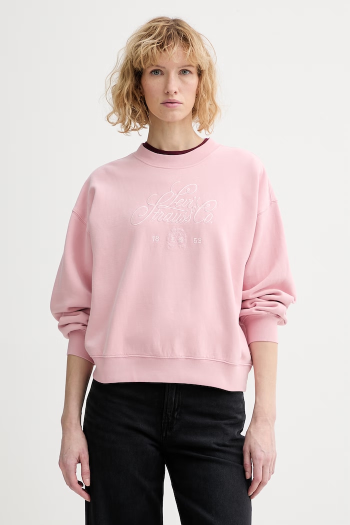 Levi's bluză GR VINTAGE BOXY CREW imprimeu roz 005OZ