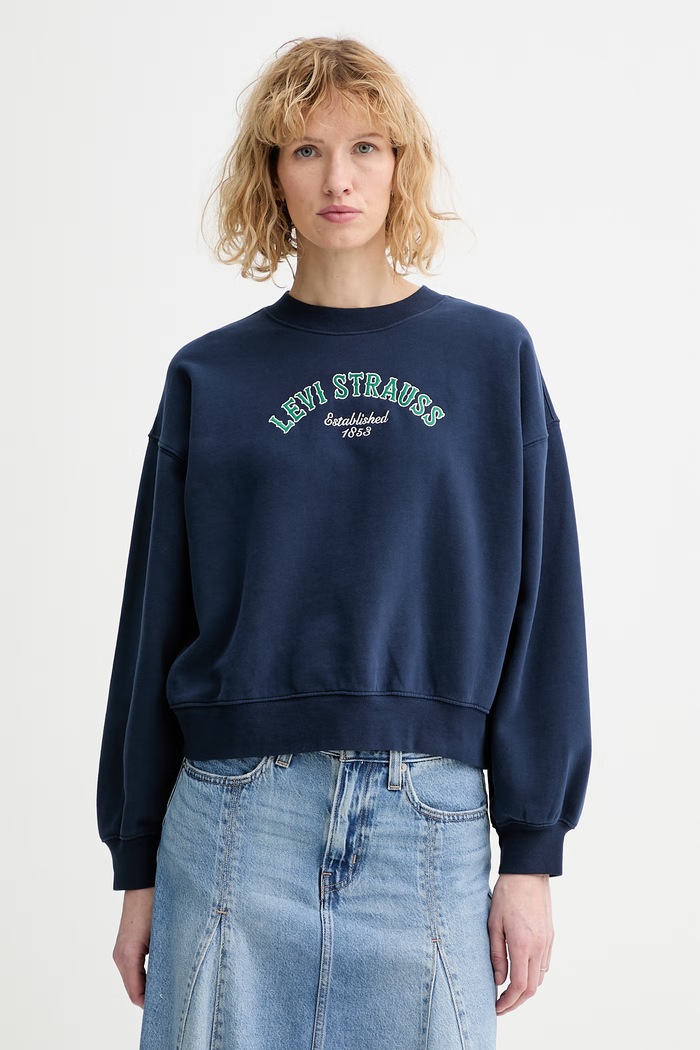 Levi's bluză GR VINTAGE BOXY CREW imprimeu bleumarin 005OZ
