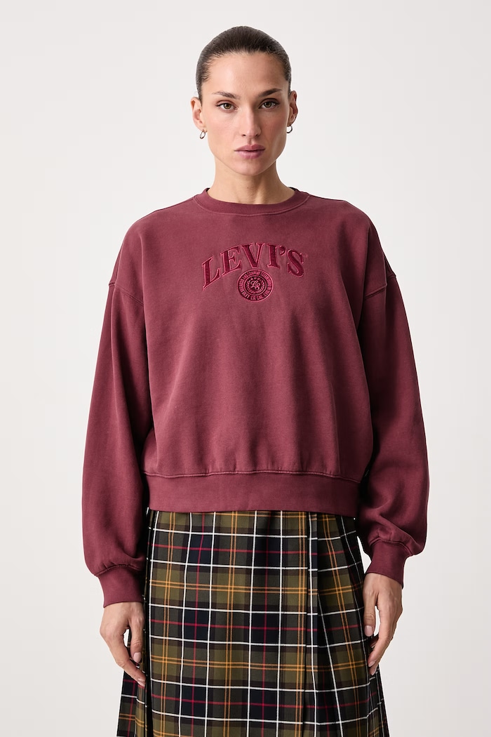 Levi's Mikina dámska s bavlnou GR VINTAGE BOXY CREW červená 005OZ