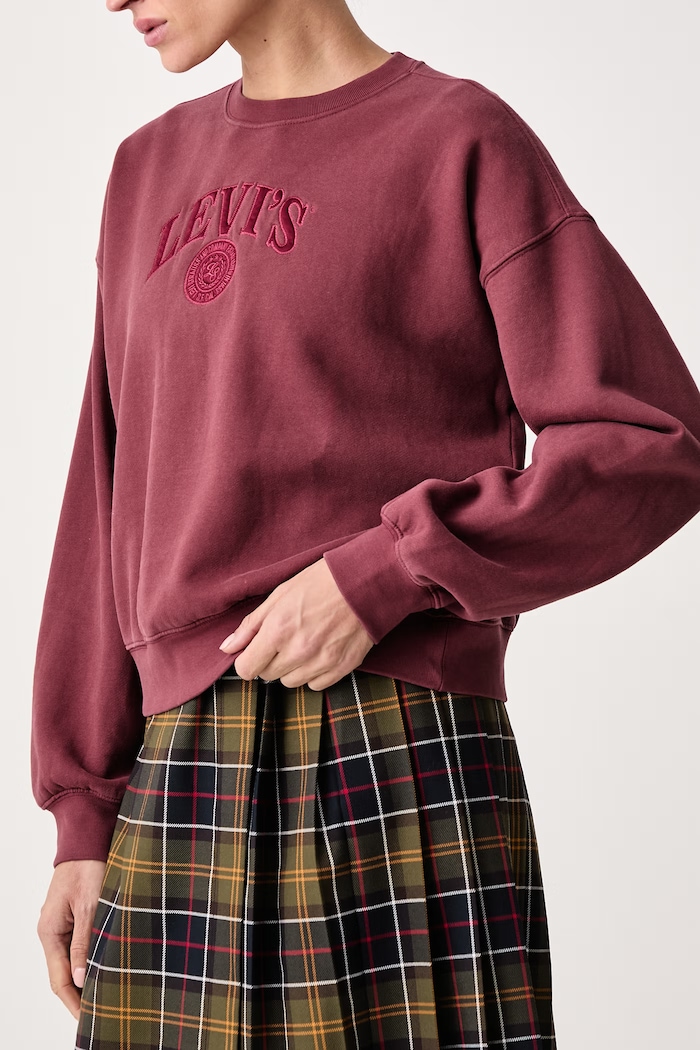 Mikina dámska s bavlnou GR VINTAGE BOXY CREW Levi's 005OZ červená