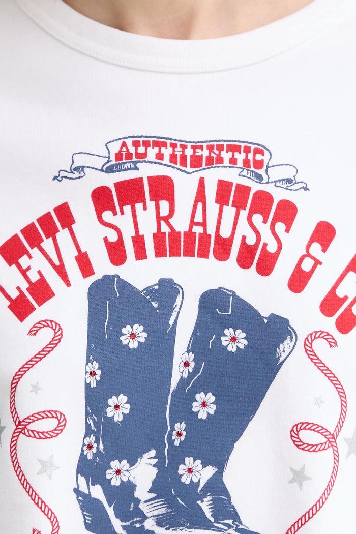 Levi's hanorac de bumbac GRAPHIC HERITAGE CREW A7288.0112 alb