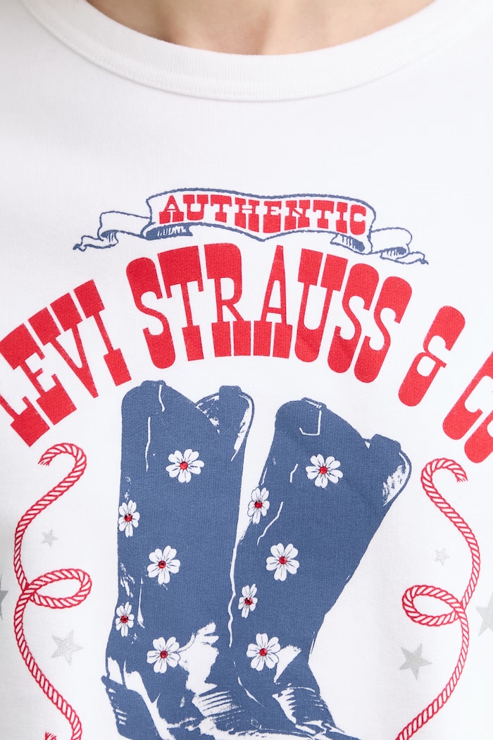 Levi's hanorac de bumbac GRAPHIC HERITAGE CREW A7288.0112 alb