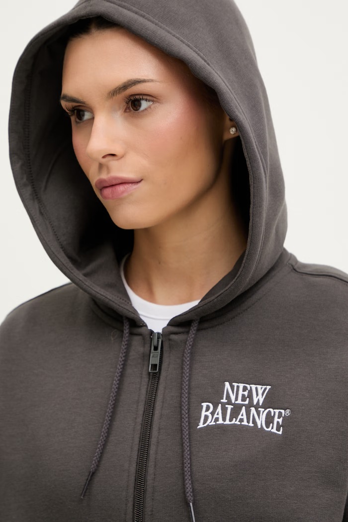 New Balance női kapucnis melegítőfelső Fleece Full Zip szürke WJ61W2EEABR