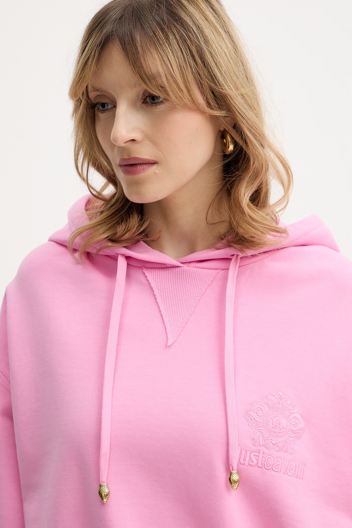 Bavlněná mikina Just Cavalli růžová 80PAIE15.CF100