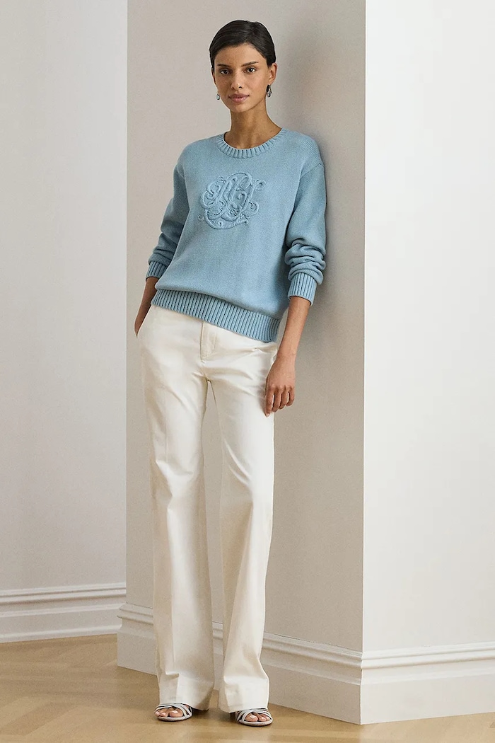 Ρούχα Lauren Ralph Lauren μπλούζα γυναικεία βαμβακερή 200P08805 μπλε