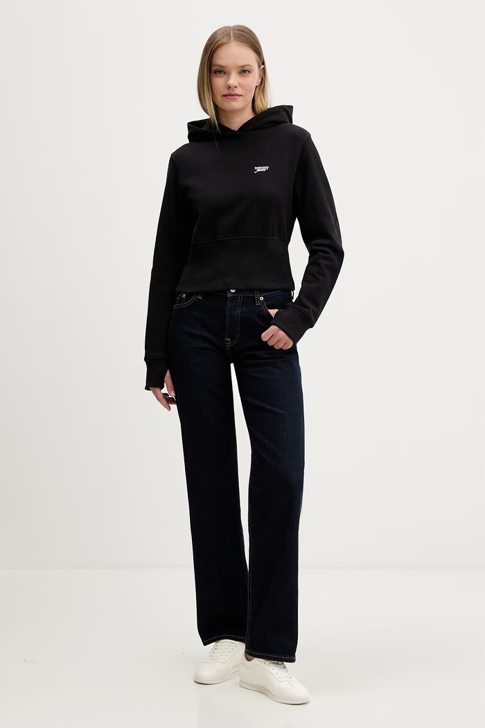 Tommy Jeans bluza z kapturem damska bawełniana DW0DW22355 czarny SS26