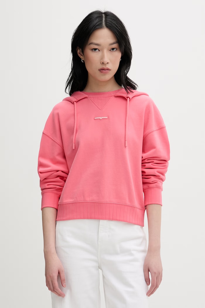 Tommy Jeans μπλούζα με κουκούλα γυναικεία βαμβακερή ροζ DW0DW22356
