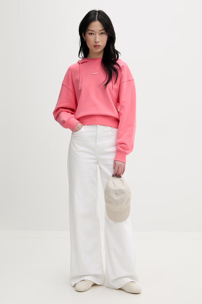 Tommy Jeans μπλούζα με κουκούλα γυναικεία βαμβακερή DW0DW22356 ροζ SS26