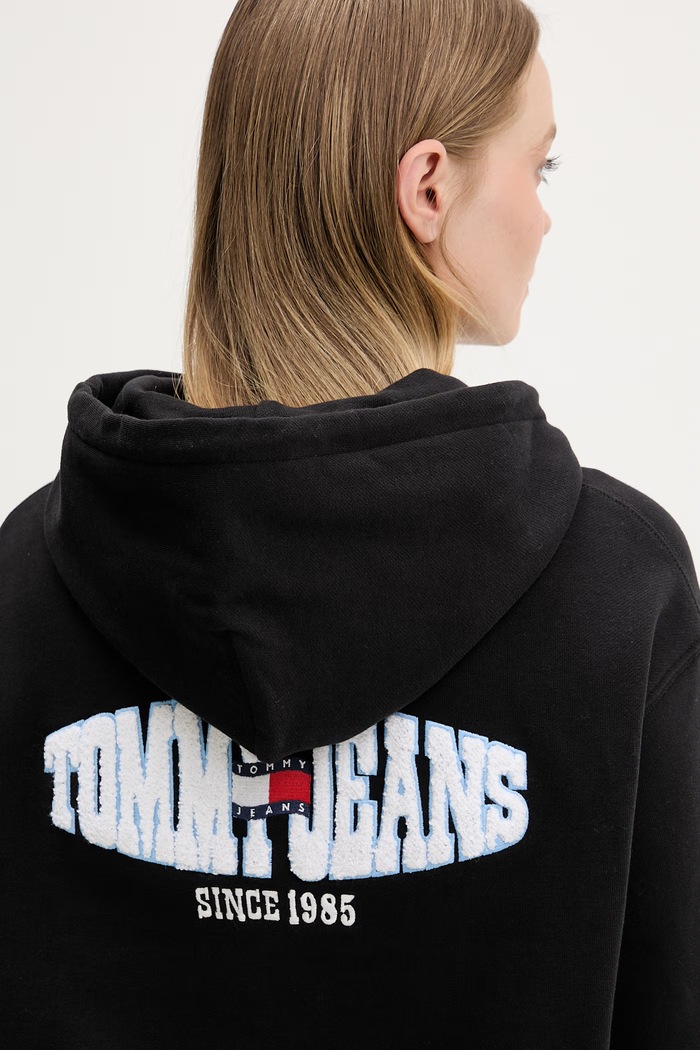 Tommy Jeans mikina s kapucňou dámska bavlnená DW0DW22357 čierna