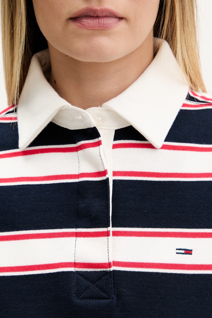 Tommy Jeans longsleeve pentru femei, din bumbac DW0DW22540 bleumarin