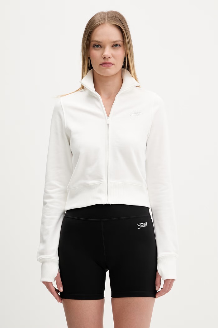 Tommy Jeans hanorac pentru femei, din bumbac alb DW0DW22580