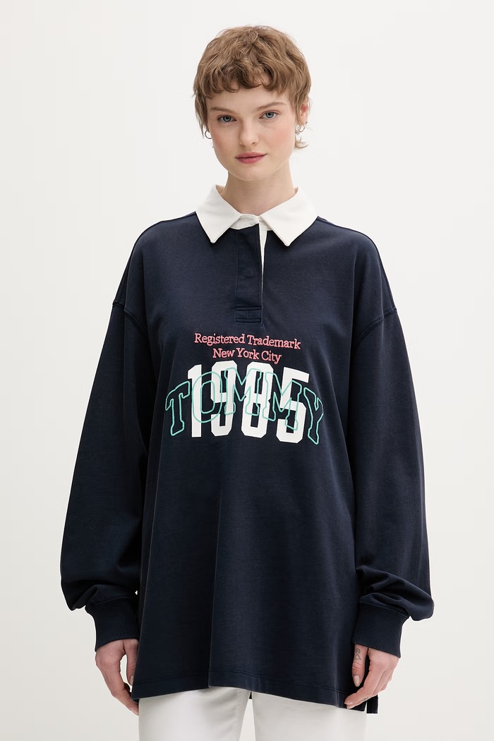 Tommy Jeans mikina dámska bavlnená tmavomodrá DW0DW22581