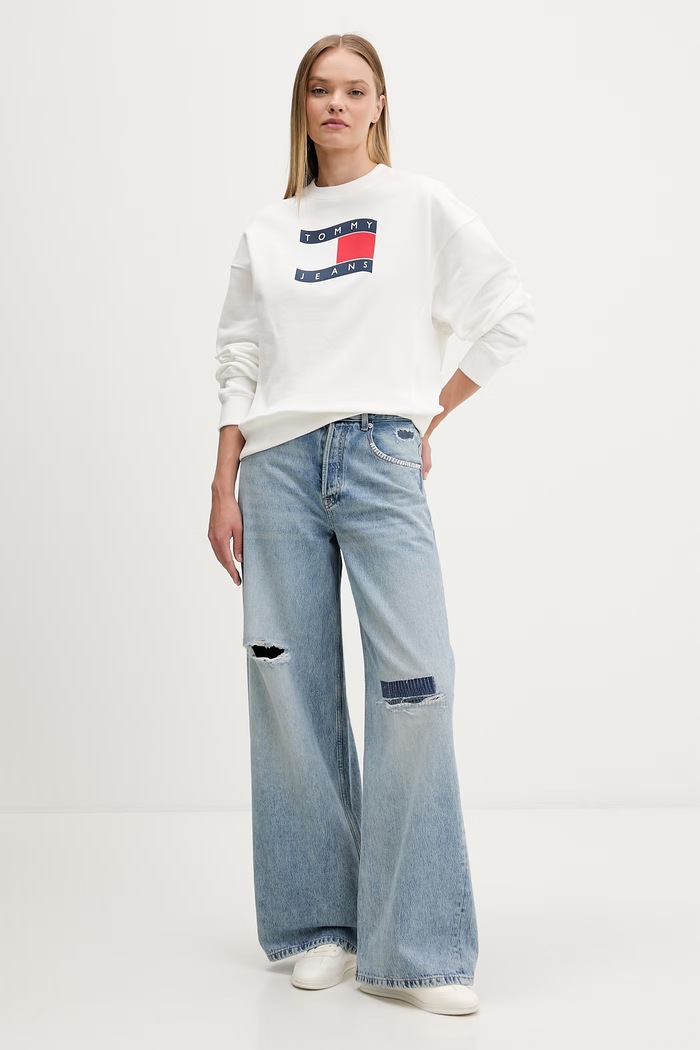 Tommy Jeans mikina dámska bavlnená DW0DW22742 biela SS26