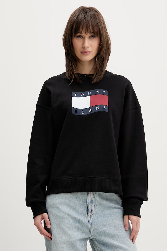 Tommy Jeans mikina dámska bavlnená čierna DW0DW22742