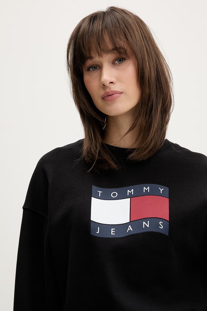 Tommy Jeans mikina dámska bavlnená čierna DW0DW22742