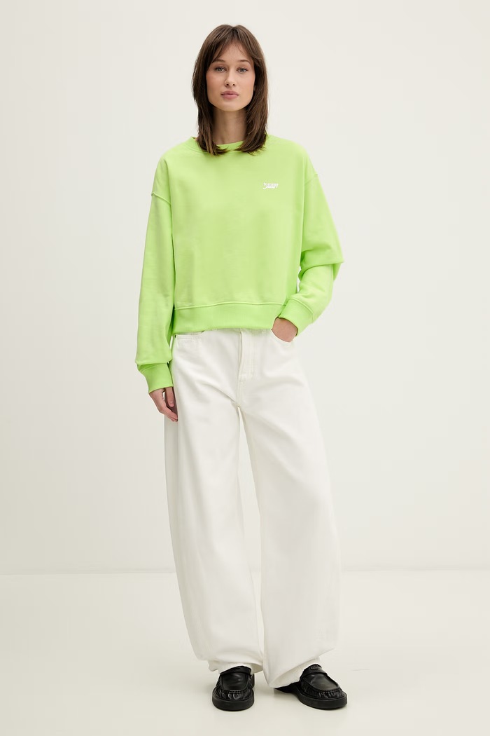 Tommy Jeans hanorac pentru femei, din bumbac DW0DW22996 verde SS26