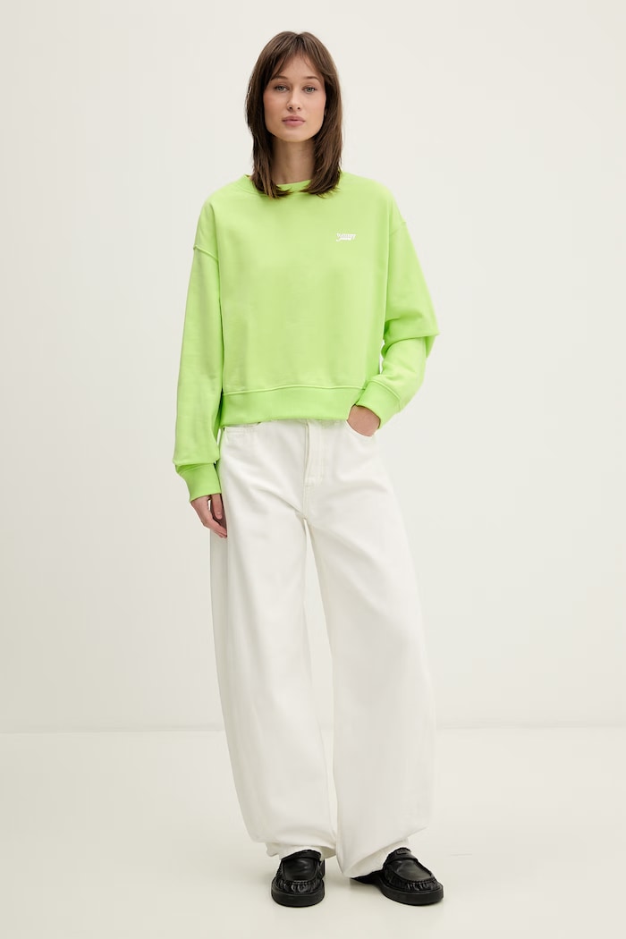 Tommy Jeans hanorac pentru femei, din bumbac DW0DW22996 verde SS26