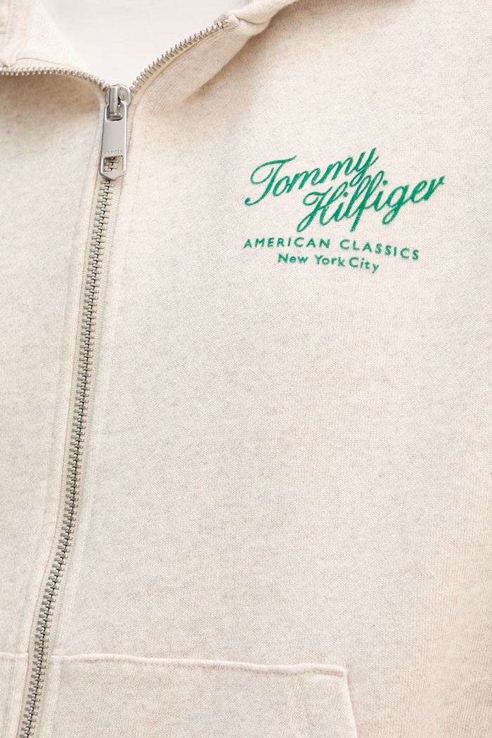 Tommy Hilfiger mikina na zips dámska bavlnená WW0WW47845 béžová