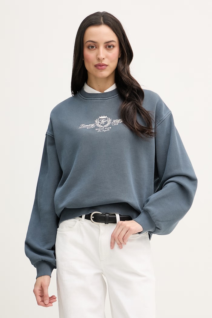 Tommy Hilfiger mikina dámska bavlnená tmavomodrá WW0WW48733